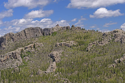 Lookout tower on black elk peak in the black hills in custer state park in south dakota