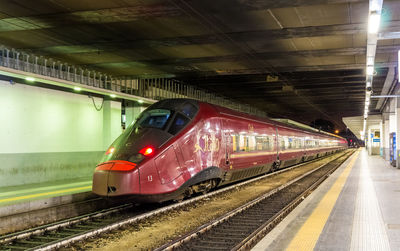 Train at railroad station platform