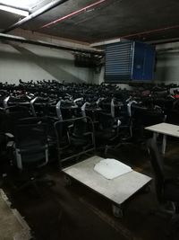 Chairs and tables in abandoned room