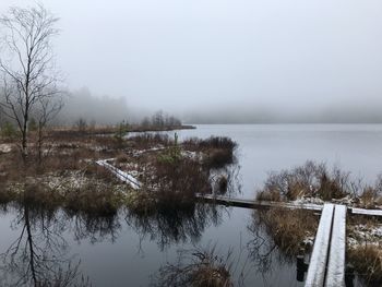 Scenic view of lake against sky