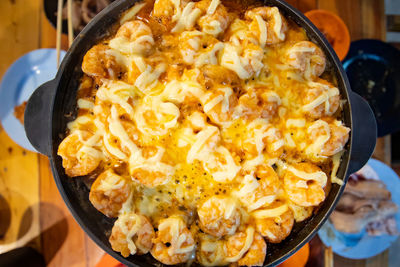 High angle view of pasta in plate