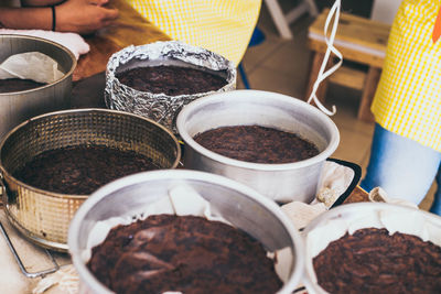 Close-up of food containers on table