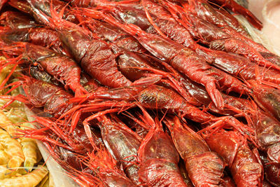 Close-up of seafood for sale at market stall