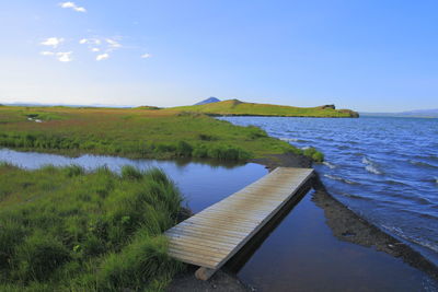 Scenic view of lake against sky