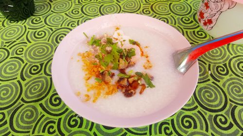 High angle view of salad in bowl