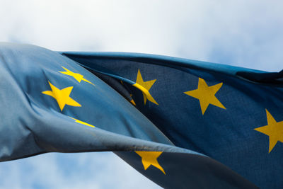 Close-up of european union flag against sky