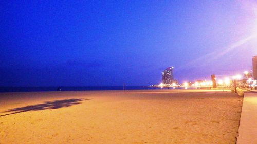 View of beach at night