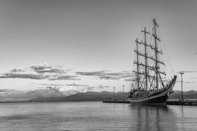 Large sailing ship in the port of ushuaia, patagonia, argentina 