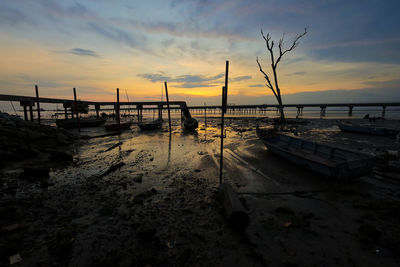 Scenic view of beach during sunset