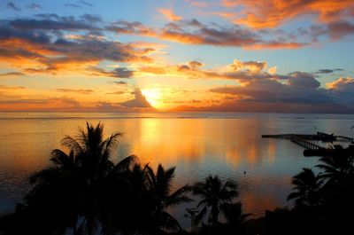 Scenic view of sea at sunset