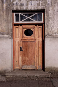 Closed door of old building