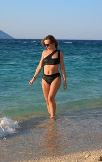 Woman enjoying in swimming sea