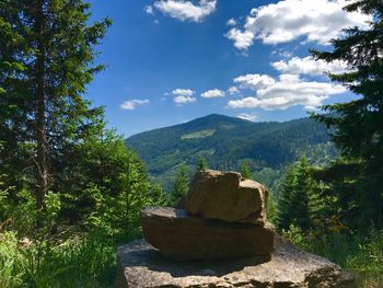 Scenic view of rocky mountains against sky