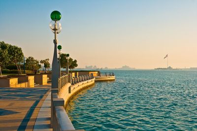 Scenic view of sea against clear sky