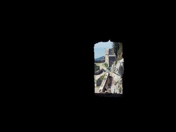 View of window in dark room