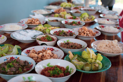 High angle view of food on table