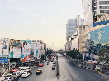 Cars on road in city