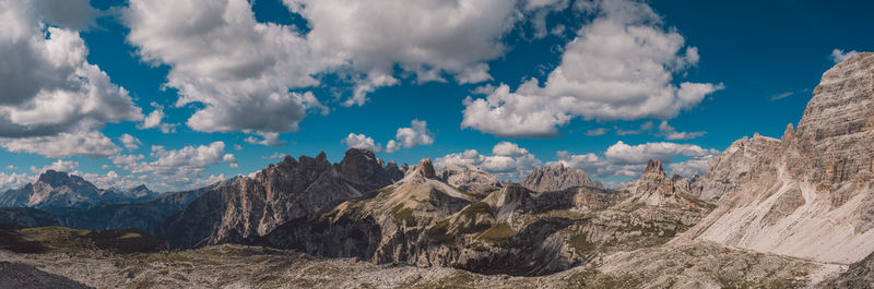 Panoramic view of rocky mountains against sky