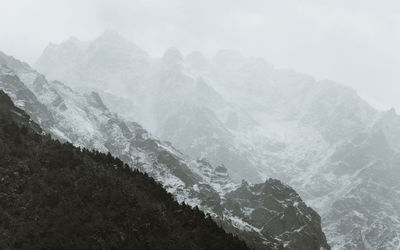 Scenic view of mountains and sea during winter