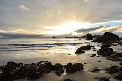 Scenic view of sea against sky during sunset