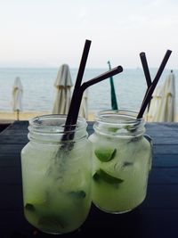 Close-up of drink in glass on table