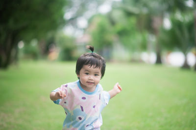 Portrait of cute girl in park