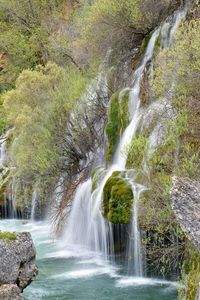 Water flowing through rocks