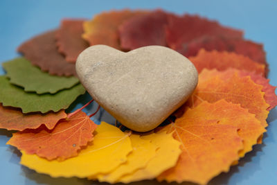 Close-up of heart shape on table