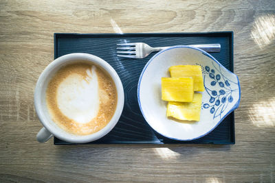 Directly above shot of coffee on table