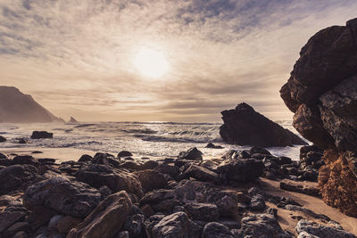 Scenic view of sea against sky during sunset