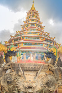 Low angle view of temple against building