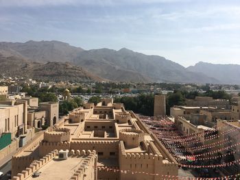 High angle view of buildings in city