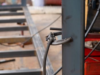 Close-up of metal railing