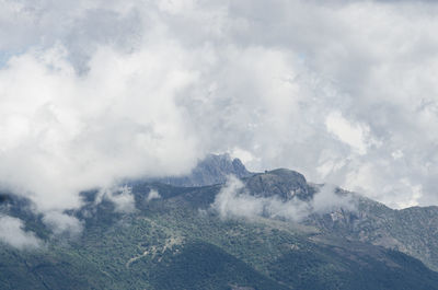 Mountain range with cloudy sky