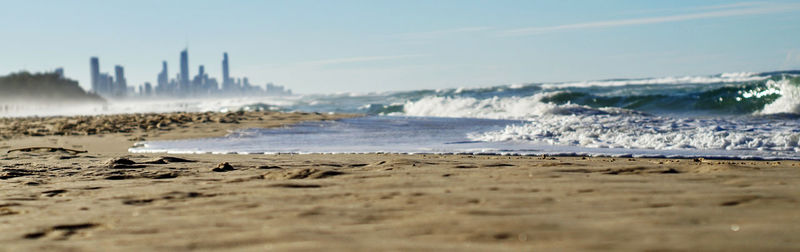 Scenic view of beach against sky