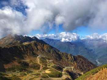 Scenic view of mountains against sky