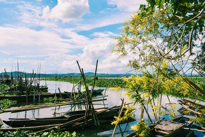 Scenic view of lake against sky