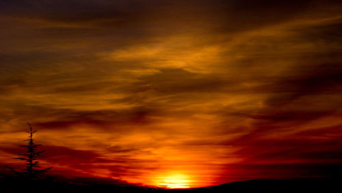 Low angle view of cloudy sky at sunset