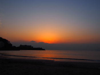 Scenic view of sea during sunset