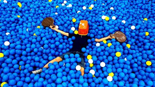 Boy in ball pit