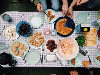 Elevated view of a variety of meals