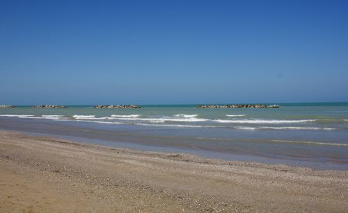 Scenic view of sea against clear sky