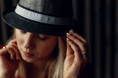 Close-up portrait of a young woman