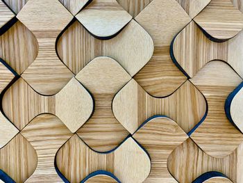 High angle view of wooden table