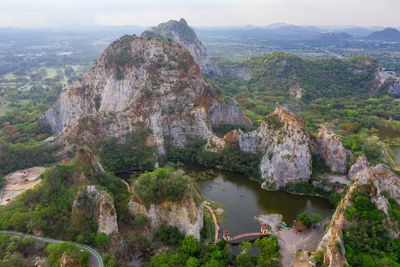 Scenic view of rocks and mountains