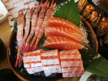 High angle view of fish in plate