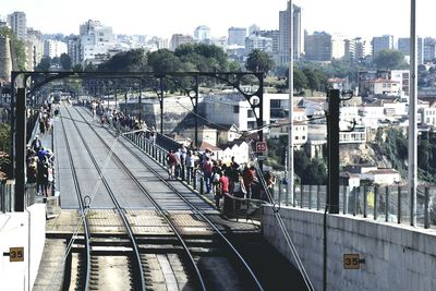 High angle view of railroad station platform