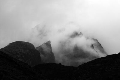 Low angle view of mountains against sky