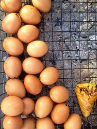Bird's-eye view of toasted eggs sold in the street