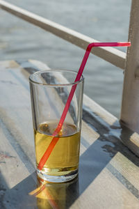 Close-up of drink in glass on table